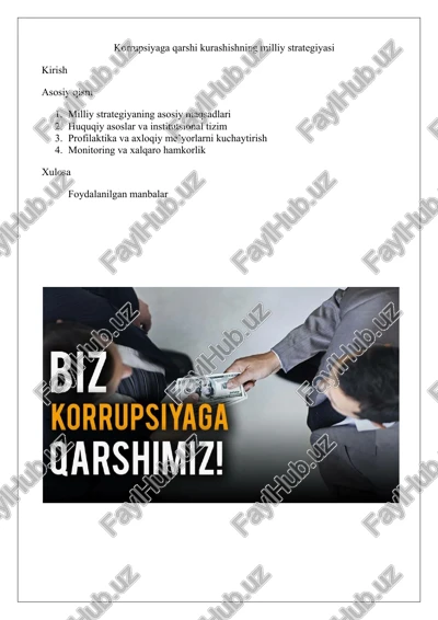 korrupsiyaga qarshi kurashishning milliy strategiyasi — DOCX