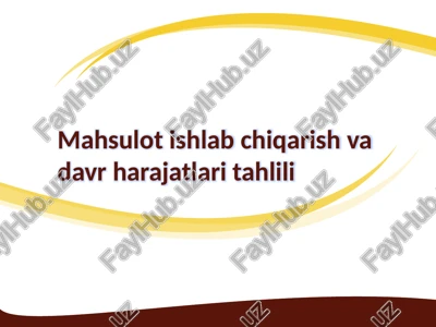 mahsulot ishlab chiqarish va darajatlarini tahlil qilish — PPTX
