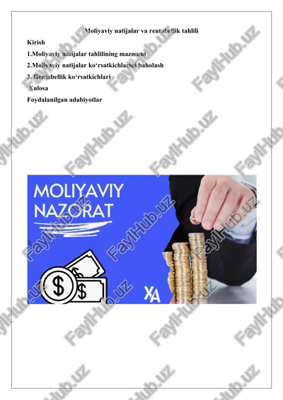 moliyaviy natijalar va rentabellik tahlili — DOCX