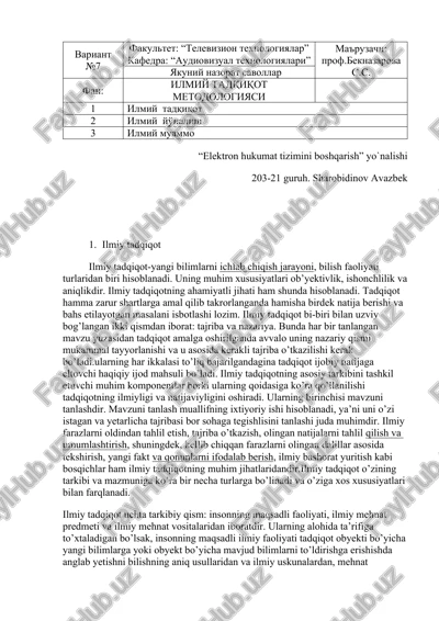 ilmiy tadqiqot metodologiyasi — DOCX