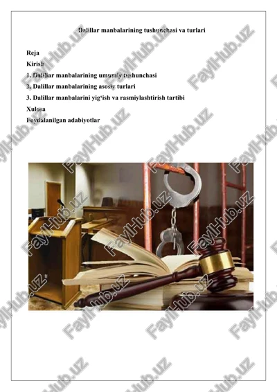 dalillar manbalarining tushunchasi va turlari — DOCX