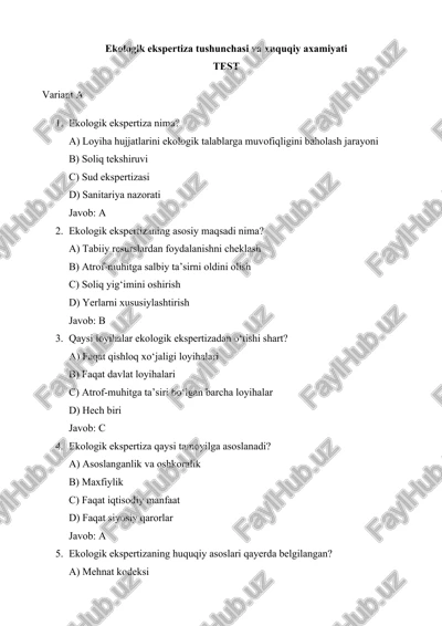 ekologik ekspertiza tushunchasi va xuquqiy axamiyati — DOCX