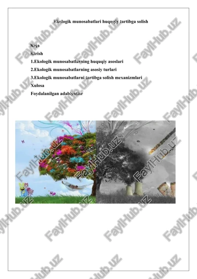 ekologik munosabatlari huquqiy tartibga solish — DOCX