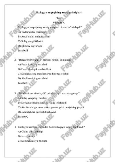 ekologiya xuquqining asosiy prinsiplari — DOCX
