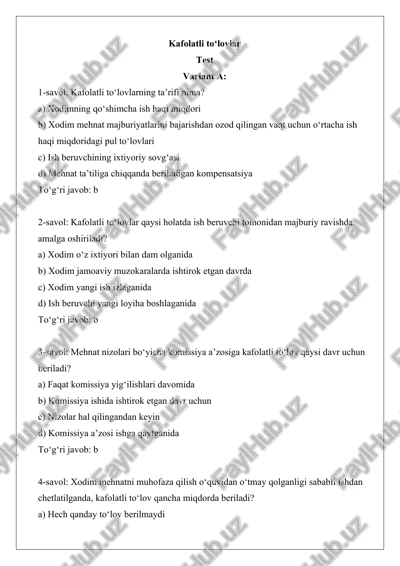 kafolatli to‘lovlar — DOCX