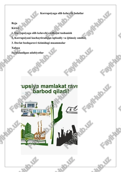 korrupsiyaga olib keluvchi holatlar — DOCX