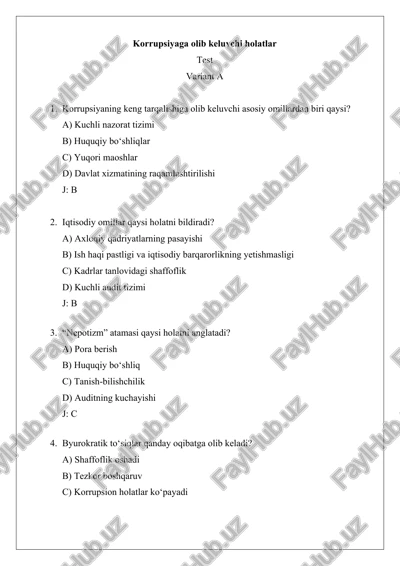 korrupsiyaga olib keluvchi holatlar — DOCX
