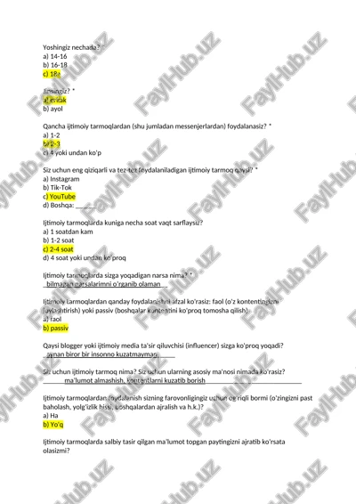 ijtimoiy tarmoqlarni tahlil qilish — DOCX