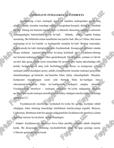 zamonaviy intellektual interfeys — DOCX