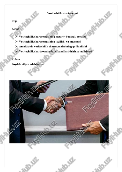 vositachilik shartnomasi — DOCX