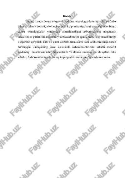 axborotni kriptografik himoyalash usullarining tahlili — DOCX