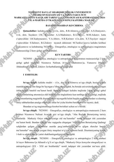 etnografiya, etnologiya va antropologiya magistratura — DOCX