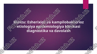 esherixioz va kampilobakterioz etiologiya epidemiologiya klinikasi diagnostika va davolash — PPTX