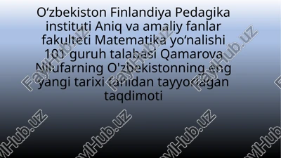o'zbekistonning eng yangi tarixi fanidan tayyorlagan taqdimoti — PPTX