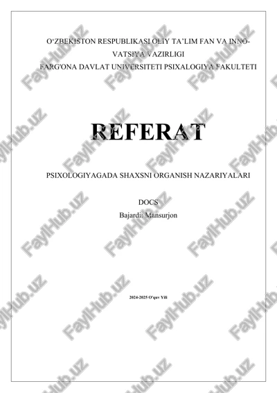 shaxsni organish nazariyalari — DOCX