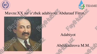 xx asr o‘zbek adabiyoti. abdurauf fitrat. — PDF