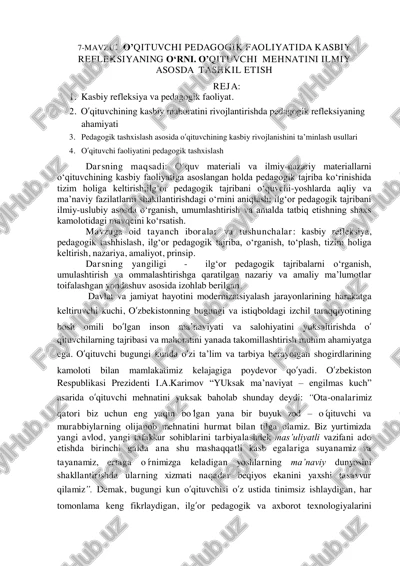 o‘qituvchi pedagogik faoliyatida kasbiy refleksiyaning o‘rni — PDF
