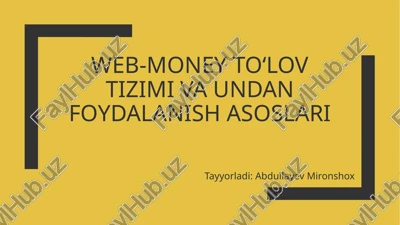 web-money toʻlov tizimi va undan foydalanish asoslari — PPTX