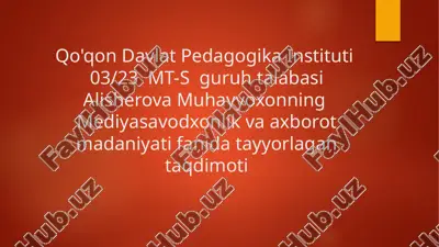 o'z mediya loyihasini ishlab chiqish va taqdim etish — PPTX