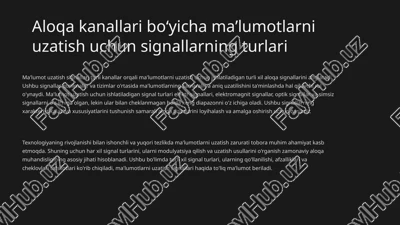 ma'lumotlarni uzatish uchun signal turlari — PPTX