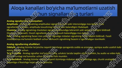 analog signallarning xususiyatlari — PPTX