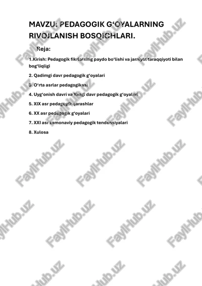 pedagogik g‘oyalarning rivojlanish bosqichlari — PDF