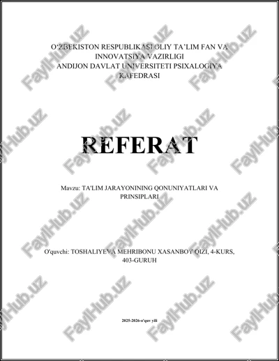 ta'lim jarayonining qonuniyatlari va prinsiplari — DOCX