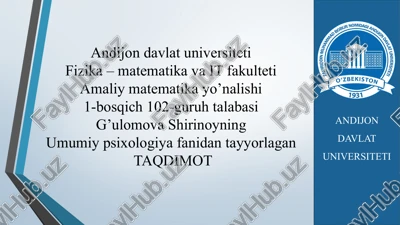 umumiy psixologiya fanidagi taqdimot — PPTX