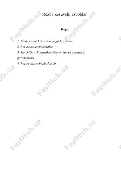 rezba kesuvchi asboblar — DOCX