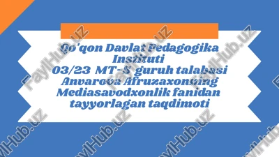 mediasavodxonlik fanidan ta'lim — PPTX
