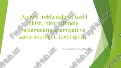 ijtimoiy reklamalarni taxlil qilish — PPTX