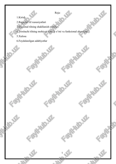 regional til xususiyatlari — DOCX