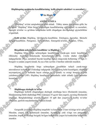 hiqildoqning qoshimcha kasalliklarining kelib chiqish sabablari va asoratlari — DOCX