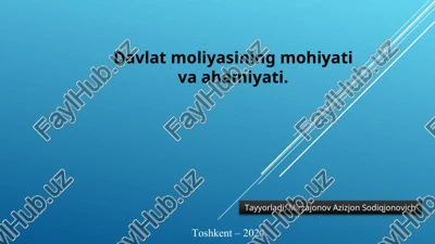 davlat moliyasining mohiyati va ahamiyati — PPT