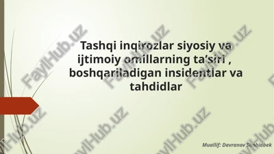 tashqi inqirozlar va siyosiy omillar — PPTX