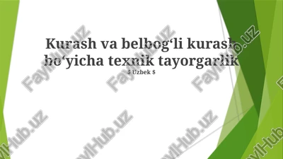 kurash va belbogʻli kurash boʻyicha texnik tayorgarlik — PPTX