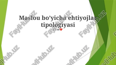 maslou bo’yicha ehtiyojlar tipologiyasi — PPTX