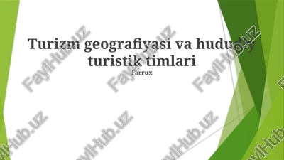 turizm geografiyasi va hududiy turistik timlari — PPTX
