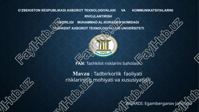 tashkilot risklarini baholash — PPTX