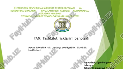 tashkilot risklarini baholash — PPTX