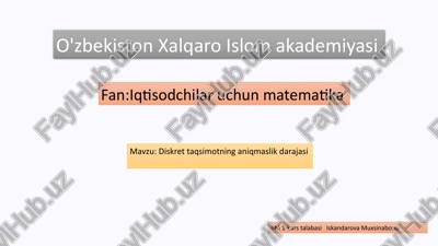 diskret taqsimotlar — PPTX