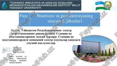 o'zbekiston respublikasining elektr energetikasining rivojlanishi — PDF