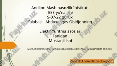 elektir mexanik tizimlari — PPTX