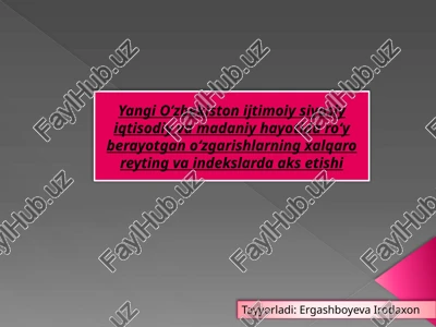oʻzbekiston ijtimoiy siyosiy iqtisodiy va madaniy hayotidagi oʻzgarishlar — PPTX
