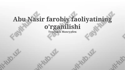 al-fārābīning falsafiy metodologiyasi — PPTX