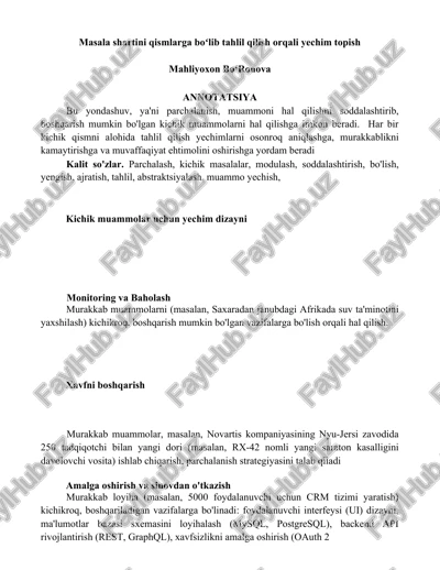 kichik muammolar uchun yechim dizayni — DOCX