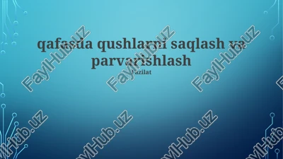 qafasda qushlarni saqlash va parvarishlash — PPTX