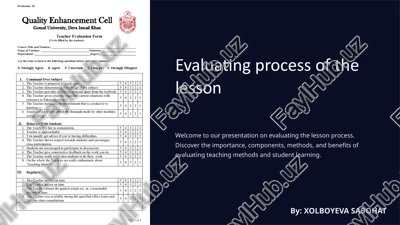 evaluating process of the lesson — PPTX