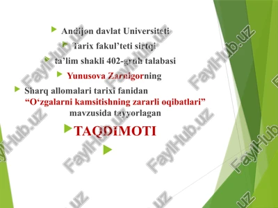 o‘zgalarni kamsitishning zararli oqibatlari — PPTX
