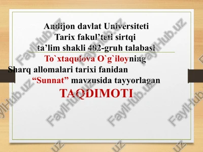 sunnat – iymonning ajralmas qismi — PPTX
